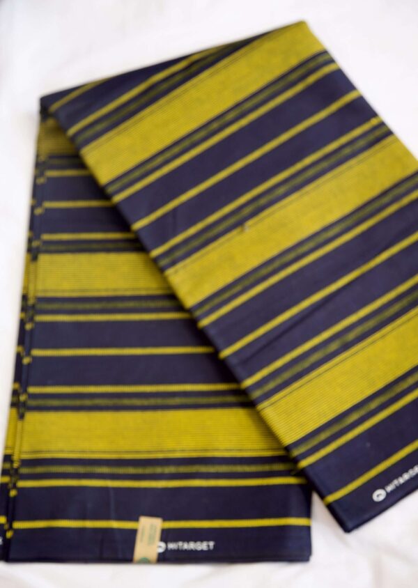 Originale Wax hitaget chic et tendance 6 yards couleur jaune moutarde et mauve motif simple