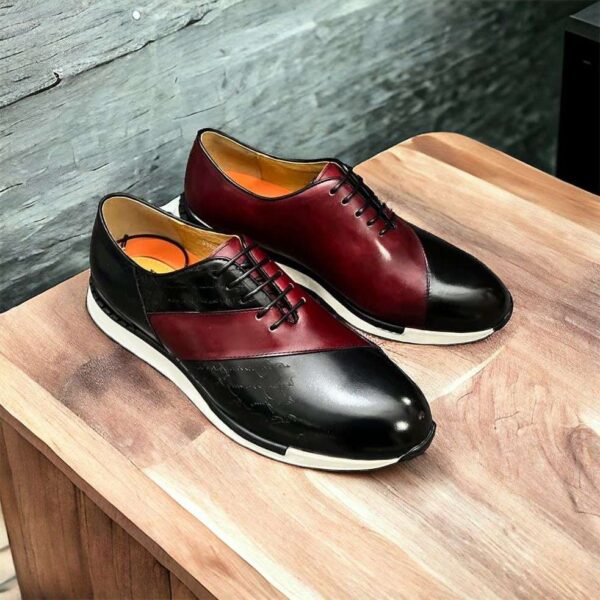 Berluti Paris – Chaussure pour Homme Noir & Rouge Bordeaux - Élégance Artisanale et Confort Ultime, Idéale pour les Occasions Formelles et Décontractées