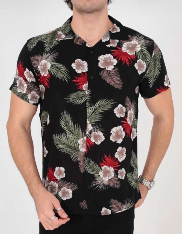 Chemise homme imprimé fleurette manches courtes