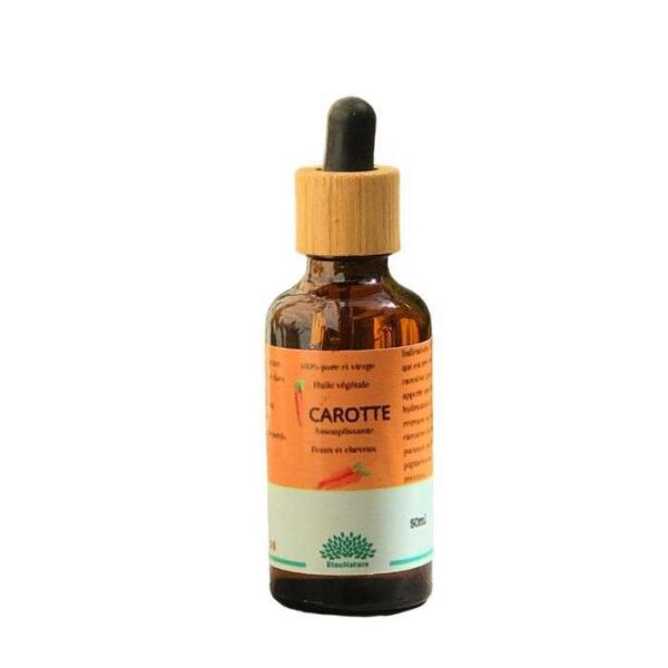 Huile de carotte – Élixir naturel pour une peau radieuse. Riche en bêta-carotène, elle hydrate, régénère et illumine tout en protégeant des agressions.