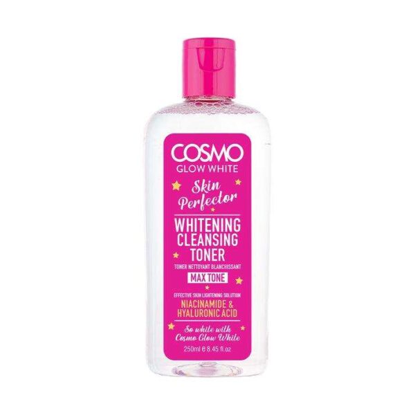 Cosmo Glow White - Tonique Nettoyant Blanchissant 250 ml - Éclat et Uniformité du Teint, Nettoyage en Profondeur pour une Peau Radieuse