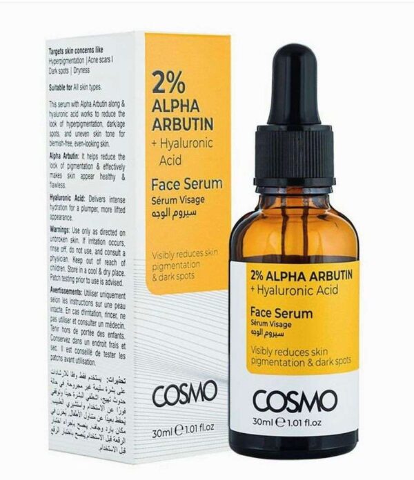 Sérum Visage 2% Alpha Arbutine & Acide Hyaluronique – Éclaircissant et Hydratant pour un Teint Uniforme