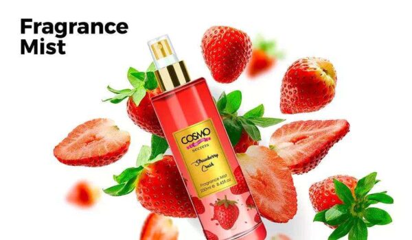 Cosmo Beaute Strawberry Crush Fine Fragrance Body Mist – 250ML - Parfum délicat à la fraise, frais et fruité, pour une sensation de bien-être tout au long de la journée.