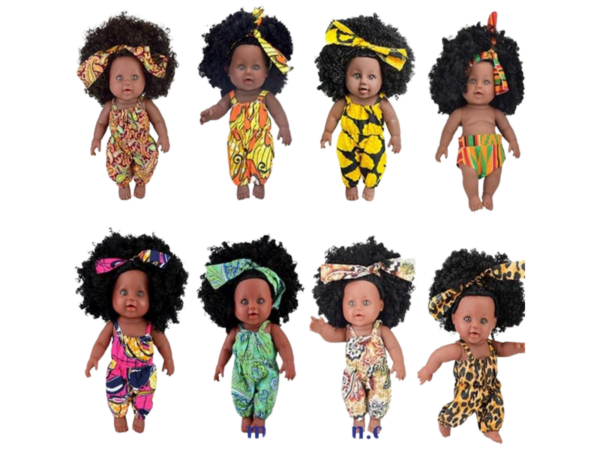 Poupée Africaine pour Filles 30 cm – Bébé Jouet avec Cheveux Bouclés, Idéale pour les Enfants, Promouvant la Diversité et la Créativité dans les Jeux. – Image 3