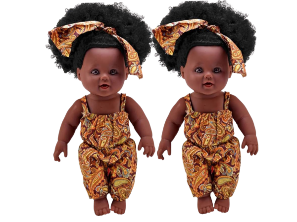 Poupée Africaine pour Filles 30 cm – Bébé Jouet avec Cheveux Bouclés, Idéale pour les Enfants, Promouvant la Diversité et la Créativité dans les Jeux.