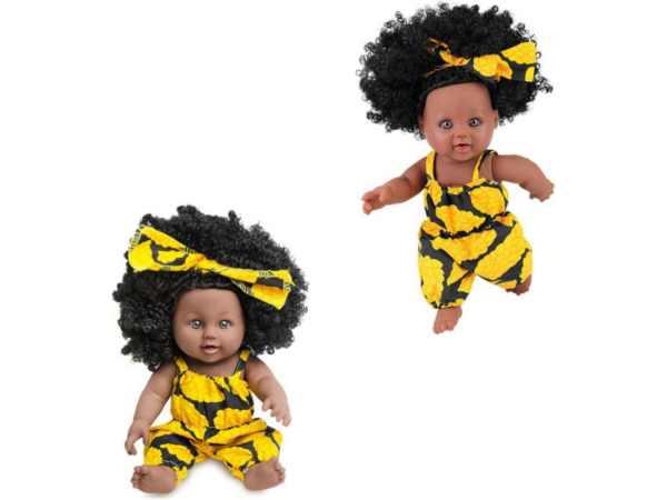 Poupée Africaine pour Filles 30 cm – Bébé Jouet avec Cheveux Bouclés, Idéale pour les Enfants, Promouvant la Diversité et la Créativité dans les Jeux. – Image 2