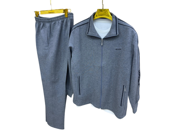 Blousons (Survêtement) Décontracté Gris pour Homme - Ensemble Sweat Zippé et Pantalon Élastique, Confort et Élégance au Quotidien.