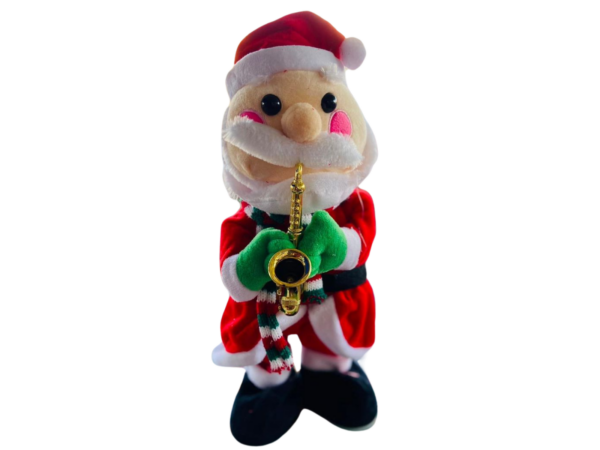 Adorable Peluche de Noël Père Noël Saxophoniste – Jouet Musical Électrique avec Mouvement et Son, Idéal en Cadeau et Décoration Festive.