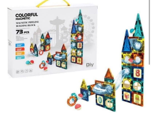 Jouet Magnétique Coloré 73 Pièces pour Enfants – Blocs de Construction Stimulants pour Développer Créativité et Compétences Motrices.