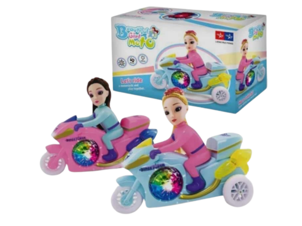 Figurine Fille sur Moto – Jouet Créatif et Ludique pour Enfants, Design Coloré et Stylé, Idéal pour Encourager l'Imagination et les Histoires de Jeu.