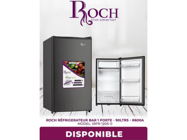 ROCH Réfrigérateur frigo bar 1 porte - 90 litres - R600A, modèle : RFR-120S-I