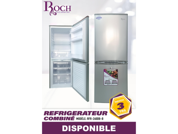 ROCH Réfrigérateur combiné 3 tiroirs, modèle : RFR-260DB-B