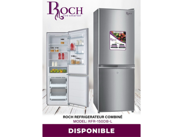 ROCH Réfrigérateur combiné 150 litres design compact modèle : RFR-150DB-L