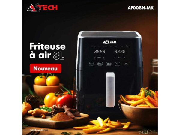 Friteuse à air Astech 8L - Modèle AF008N-MK, cuisine saine et rapide