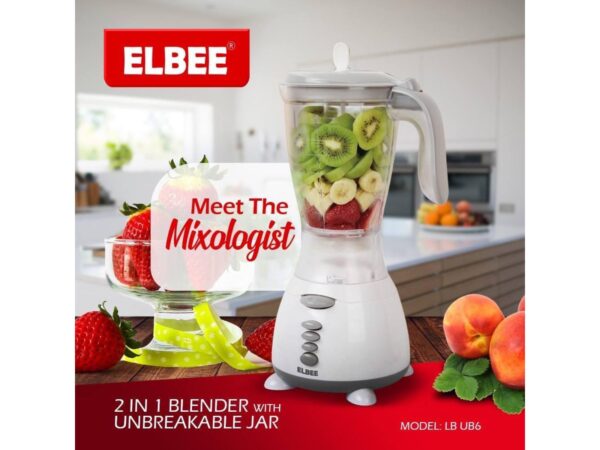 Blender ELBEE 2 en 1 avec bol incassable - Modèle LB UB6, puissance et durabilité