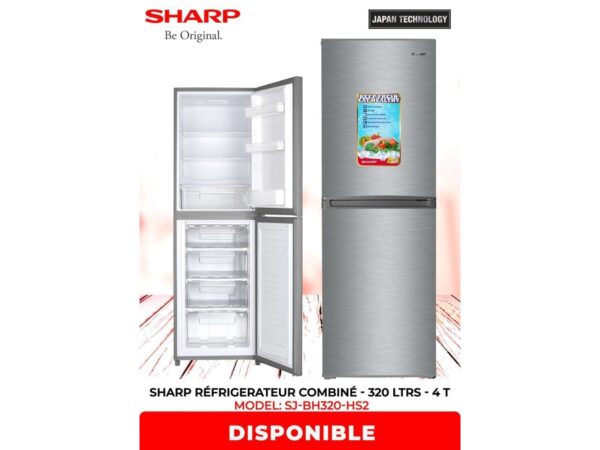 Sharp Réfrigérateur combiné 320L - 4 tiroirs - Modèle SJ-BH320-HS2, performance et organisation